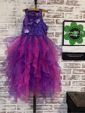 Modern hero Purple and Pink Layered Tulle Girls' Costume Dress